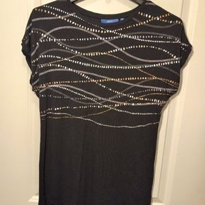 Apt.9 Black Cap Sleeve Shirt with Gold and Silver Accents, EUC, Size XS